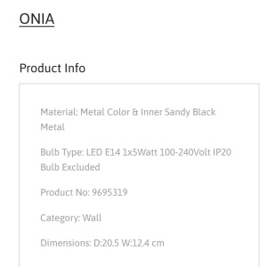 Aplica stil decorativ ONIA negru, NVL-9695319 246543 universul-luminii.ro
