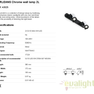 Aplica stil modern minimalist ORLEANS 2L crom 43525 48853 universul-luminii.ro