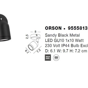 Aplica tip Spot pentru baie cu protectie IP44 ORSON negru 122373 universul-luminii.ro