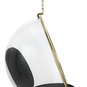 Balansoar, Scaun suspendat modern Ball Velvet auriu/ negru - Img 6