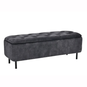 Bancheta cu spatiu de depozitare Catifea Gri, EN VOGUE 120cm