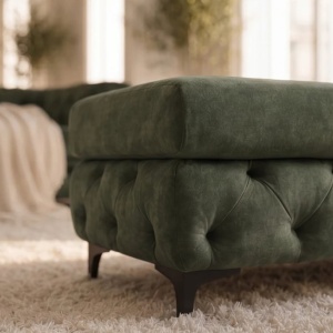 Bancheta design Chesterfield, Catifea verde inchis, MODERN BAROCK - Img 5