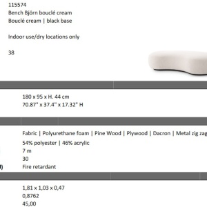 Bancheta design modern LUX Bjorn, boucle crem 115574 HZ - Img 7