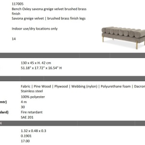 Bancheta moderna design LUX Oxley, Savona vintage greige - Img 2