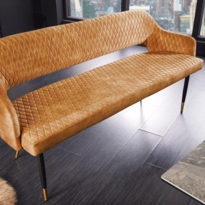 Bancheta tapitata design modern Paris 160cm, galben mustar - Img 2