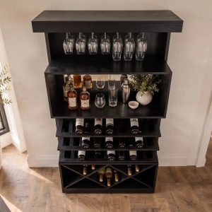 Bar negru din lemn de mango cu oglinda SCORPION 160cm - Img 6