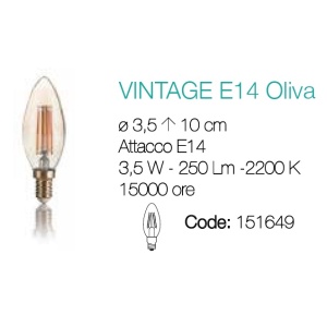 Bec LED VINTAGE E14 3.5W OLIVA 151649 65093 universul-luminii.ro