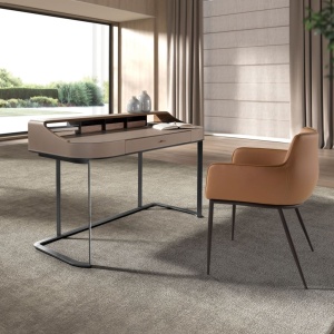 Birou deosebit design LUX Walnut-Leatherette Mink - Img 4