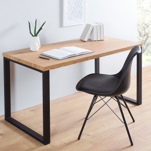 Birou design industrial Black Desk 120cm, negru/ stejar - Img 3
