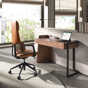 Birou modern din lemn furniruit Walnut - Img 5