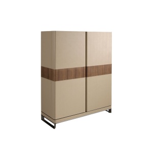 Bufet, Bar design LUX furnir de nuc si piele High sideboard - Img 3