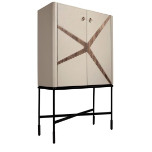 Bufet, Bar design LUX furnir de nuc si piele High sideboard - Img 4