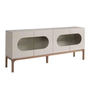 Bufet design modern cu iluminare interioara Gray and Walnut - Img 4