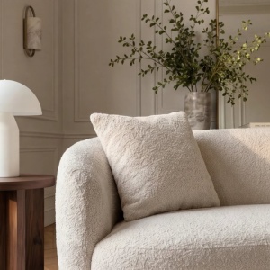 Canapea 2 locuri curbata ELEMENTAL 180cm boucle champagne beige - Img 9