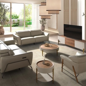Canapea 2 locuri design italian, Functia Relax, Cowhide sand - Img 6