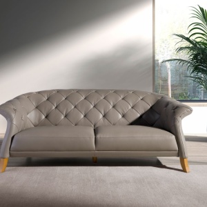 Canapea 2 locuri design LUX Chester Grey Leather - Img 6