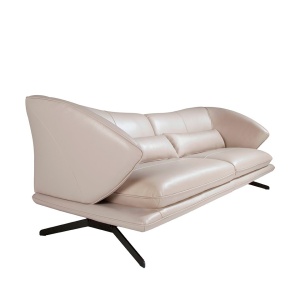 Canapea 2 locuri eleganta cu spatar original Cowhide leather taupe grey - Img 3