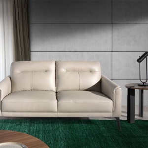 Canapea 2 locuri eleganta, design italian Cowhide leather taupe grey - Img 4