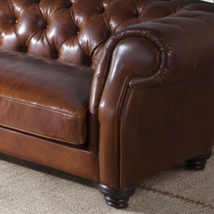 Canapea 3 locuri design italian Chesterfield piele maro - Img 6