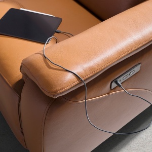 Canapea 3 locuri eleganta, design LUX cu functia relax Cowhide brown leather - Img 3