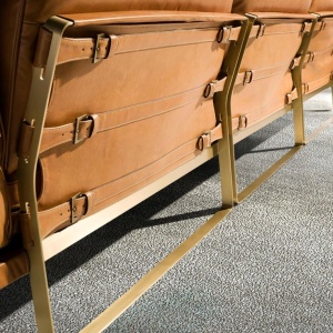 Canapea 3 locuri LUX design italian Cowhide camel - Img 7
