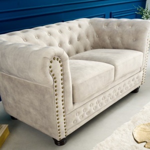 Canapea clasica stil englezesc Chesterfield 2 locuri, sampanie - Img 3