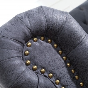 Canapea clasica stil englezesc Chesterfield 3 locuri gri antic - Img 3