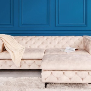 Canapea design Chesterfield, Catifea, Champagner, MODERN BAROCK - Img 3
