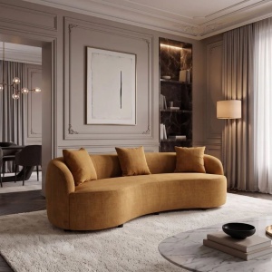 Canapea semicirculara, Catifea, Galben mustar, ATELIER 230cm