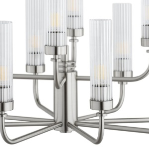 Candelabru 12 brate, otel nickel, sticla canelata PRESTON 5088 - Img 6
