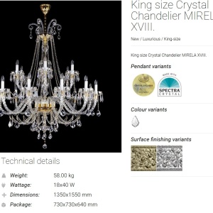 Candelabru 18 brate design LUX Cristal Bohemia Exclusive MIRELA XVIII. 74943 universul-luminii.ro