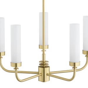 Candelabru 5 brate, alama periata, sticla alb mat PRESTON 2195 - Img 3