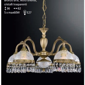 Candelabru 5 brate design clasic realizat manual din alama si Cristal Scholer 6200 202783 universul-luminii.ro