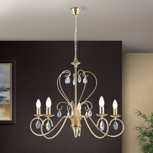 Candelabru 5 brate stil clasic cu cristale K9 Alessia auriu