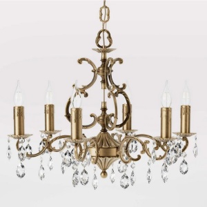 Candelabru 6 brate din alama si cristal Venezia