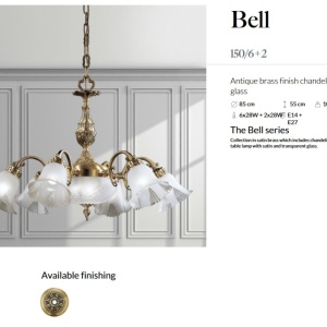 Candelabru 6 brate LUX design clasic realizat manual Bell 144413 universul-luminii.ro