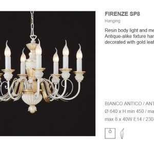 Candelabru 8 brate diametru 64cm FIRENZE SP8 BIANCO 46013 universul-luminii.ro