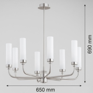 Candelabru 8 brate, otel nickel, sticla alb mat PRESTON 5083 - Img 7