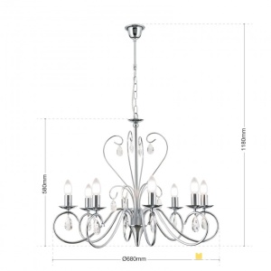 Candelabru 8 brate stil clasic cu cristale K9 Alessia crom 176393 universul-luminii.ro