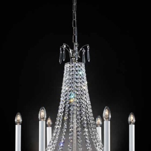 Candelabru clasic din alama decorat cu cristale Asfour Empire dia 62cm, antique silver 95153 universul-luminii.ro