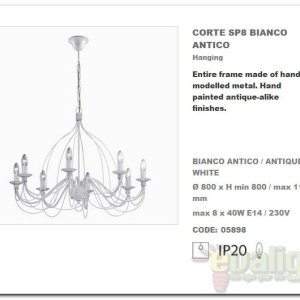 Candelabru clasic modelat si pictat manual disponibil in finisaj alb antichizat CORTE SP8 005898 48823 universul-luminii.ro