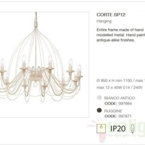 Candelabru clasic modelat si pictat manual finisaj alb antichizat CORTE SP12 097664 62133 universul-luminii.ro