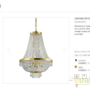 Candelabru cristal design elegant casa scarii CAESAR SP12 Cromo 114279 - Img 3