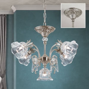 Candelabru cristal design lux LA BOHEME D-60cm 5L antique silver 161473 universul-luminii.ro