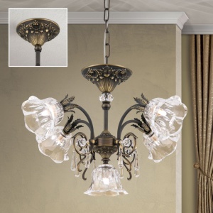 Candelabru cristal design lux LA BOHEME D-60cm 5L old patina 161503 universul-luminii.ro