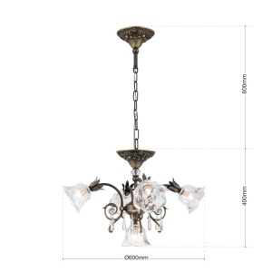 Candelabru cristal design lux LA BOHEME D-60cm 5L old patina 239523 universul-luminii.ro