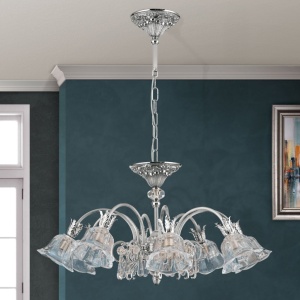 Candelabru cristal design lux LA BOHEME D-72cm 8L antique silver 161513 universul-luminii.ro