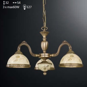 Candelabru cu 3 brate din alama cu sticla decorata design italian 6208 201453 universul-luminii.ro