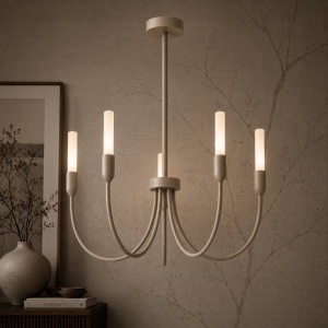 Candelabru cu 5 brate AUGUSTINE taupe/alb - Img 2