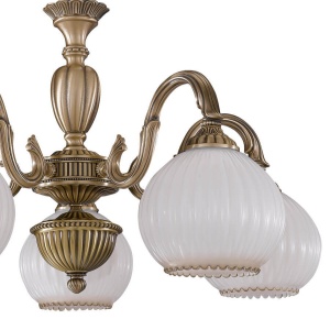 Candelabru cu 5 brate clasic design italian din alama, sticla 9200 RA-L. 9200/5 102483 universul-luminii.ro